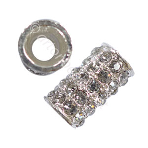 Large Hole Metal Bead with Crystals